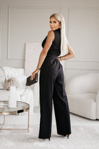 Women's sleeveless V-neck wide-leg tailored jumpsuit in multiple colours