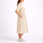 Striped midi dress with relaxed fit, lightweight everyday women's dress
