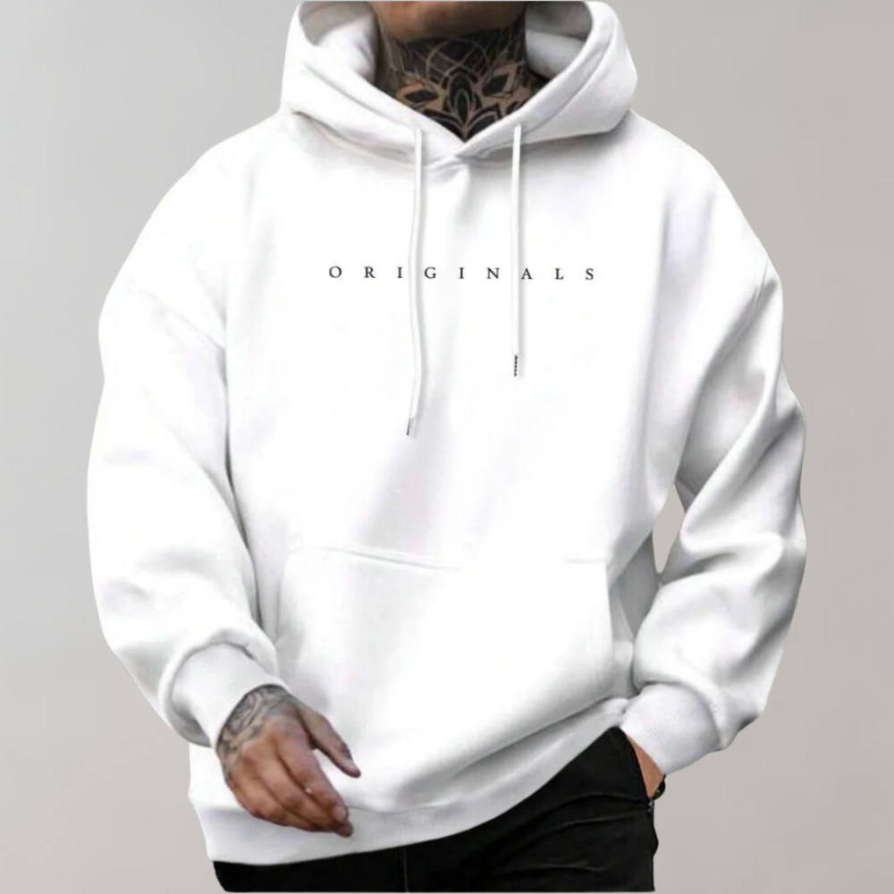 Men's oversized pullover hoodie with kangaroo pocket and drawstring hood