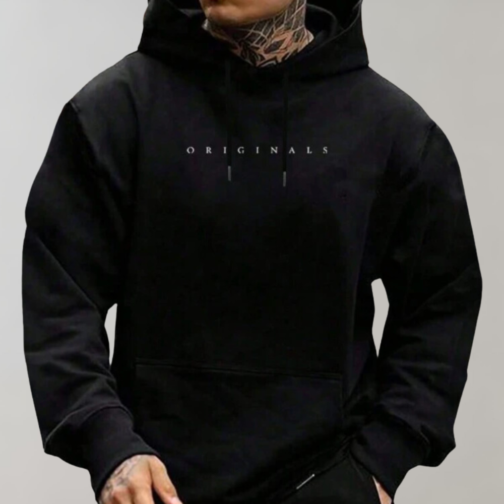Men's oversized pullover hoodie with kangaroo pocket and drawstring hood