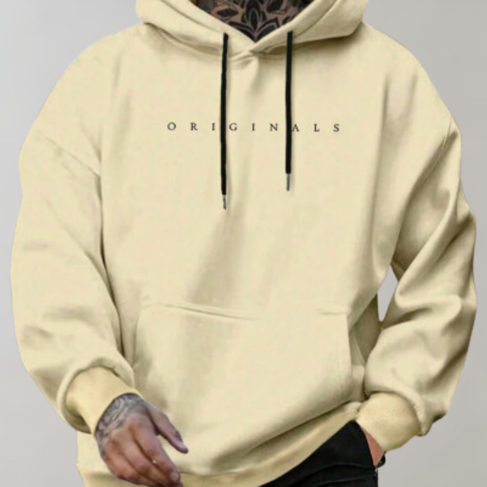 Men's oversized pullover hoodie with kangaroo pocket and drawstring hood