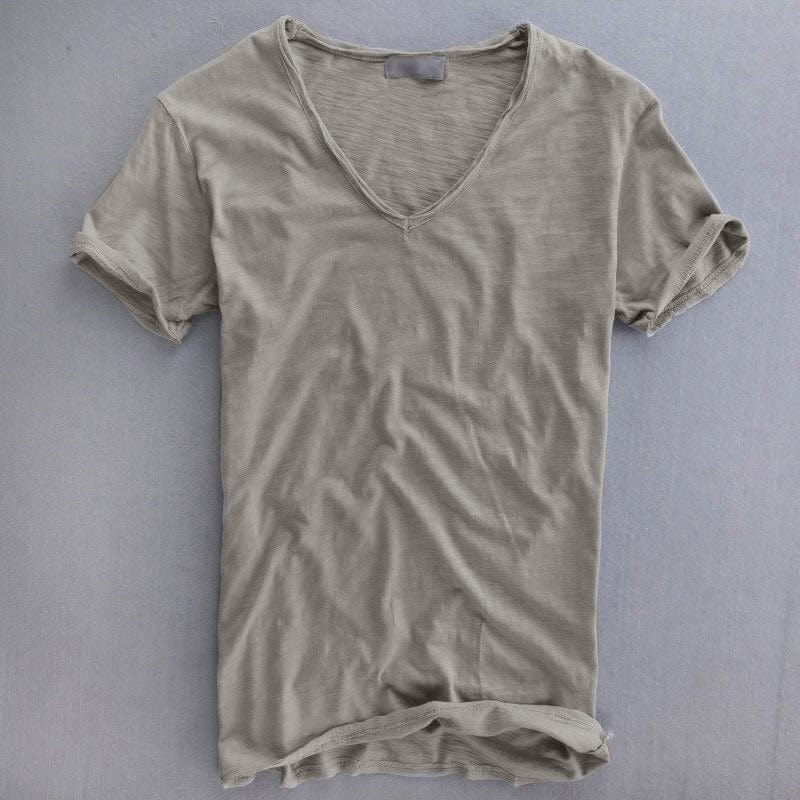 Men's slim fit V-neck T-shirt lightweight summer top in multiple colours