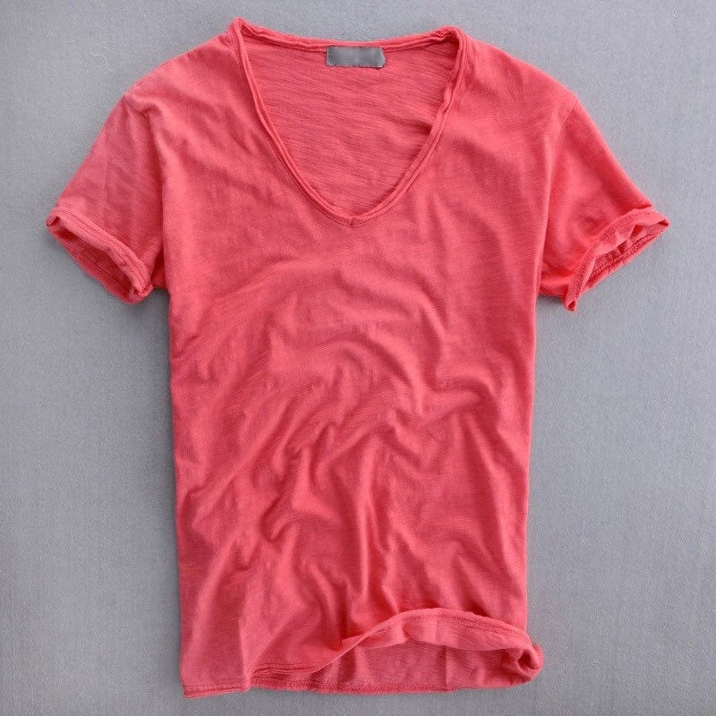Men's slim fit V-neck T-shirt lightweight summer top in multiple colours