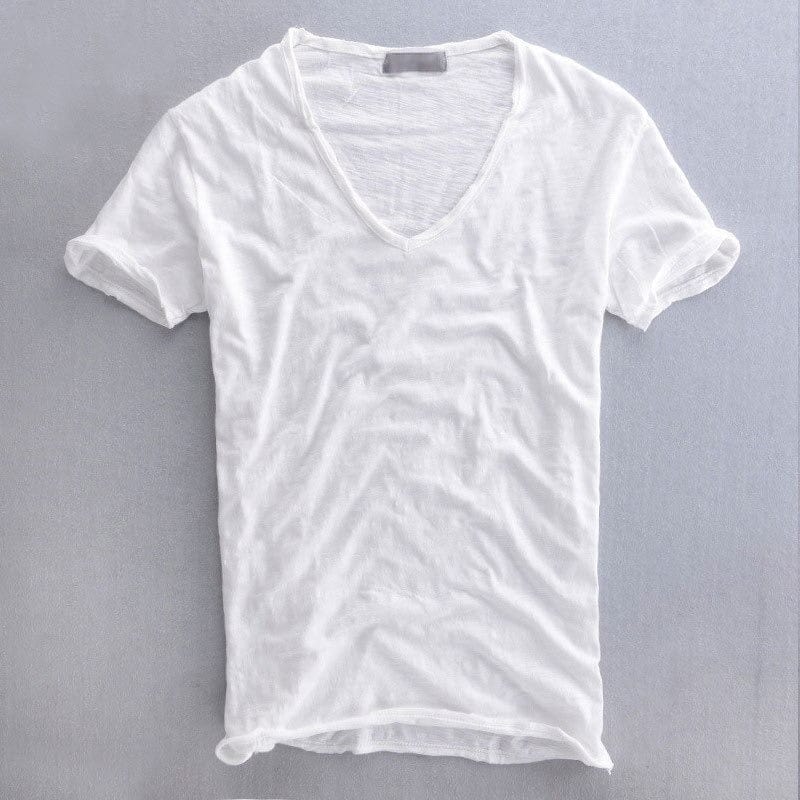 Men's slim fit V-neck T-shirt lightweight summer top in multiple colours