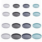 Melamine dinnerware set 16-piece farm style raised edge in gray, black and green