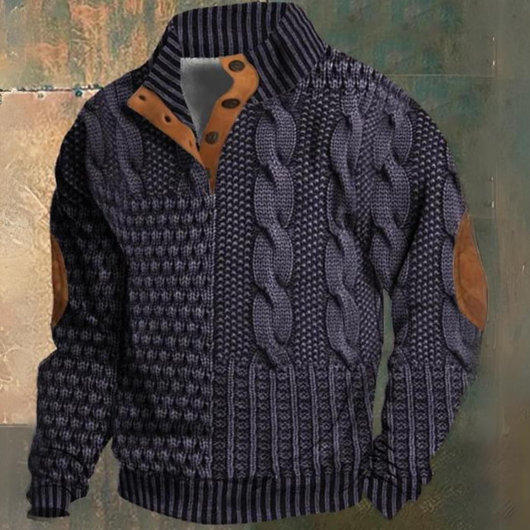 Men's warm knit pullover sweater, cozy and soft, available in multiple colors