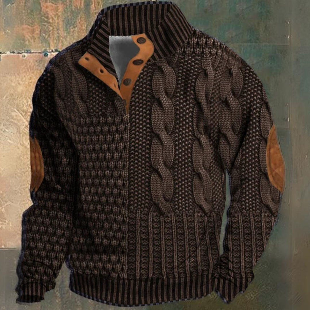 Men's warm knit pullover sweater, cozy and soft, available in multiple colors