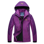 Women waterproof hooded jacket color block zip front multiple colors