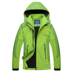 Women waterproof hooded jacket color block zip front multiple colors