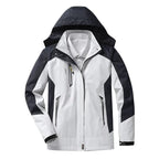 Women waterproof hooded jacket color block zip front multiple colors