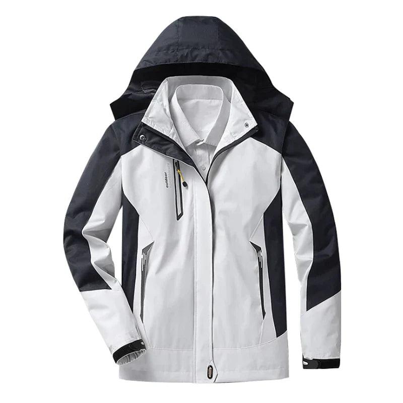 Women waterproof hooded jacket color block zip front multiple colors