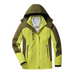 Women waterproof hooded jacket color block zip front multiple colors