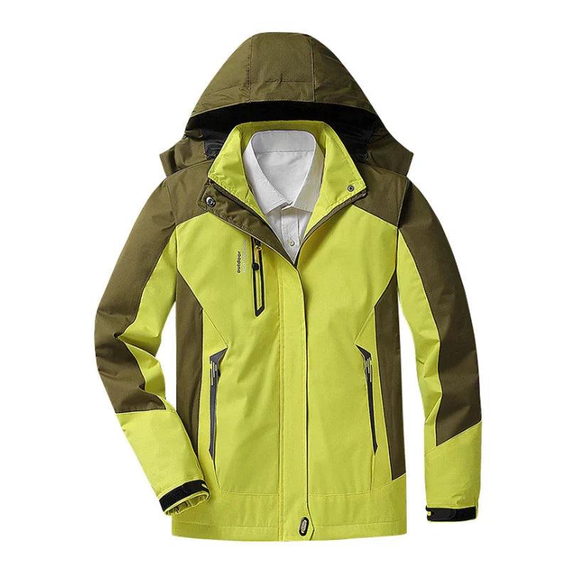 Women waterproof hooded jacket color block zip front multiple colors