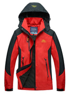 Women waterproof hooded jacket color block zip front multiple colors