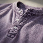 Men henley shirt raglan short sleeve with button neckline vintage wash