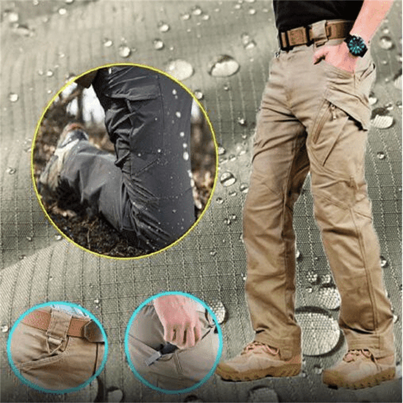 Men's tactical cargo pants waterproof straight leg, hiking trekking outdoor