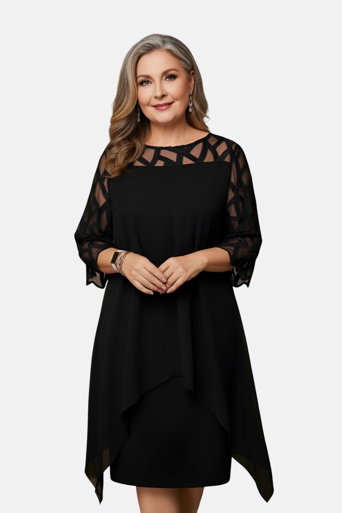 Women's soft-touch midi dress with flattering waist, available in sizes L to 6XL