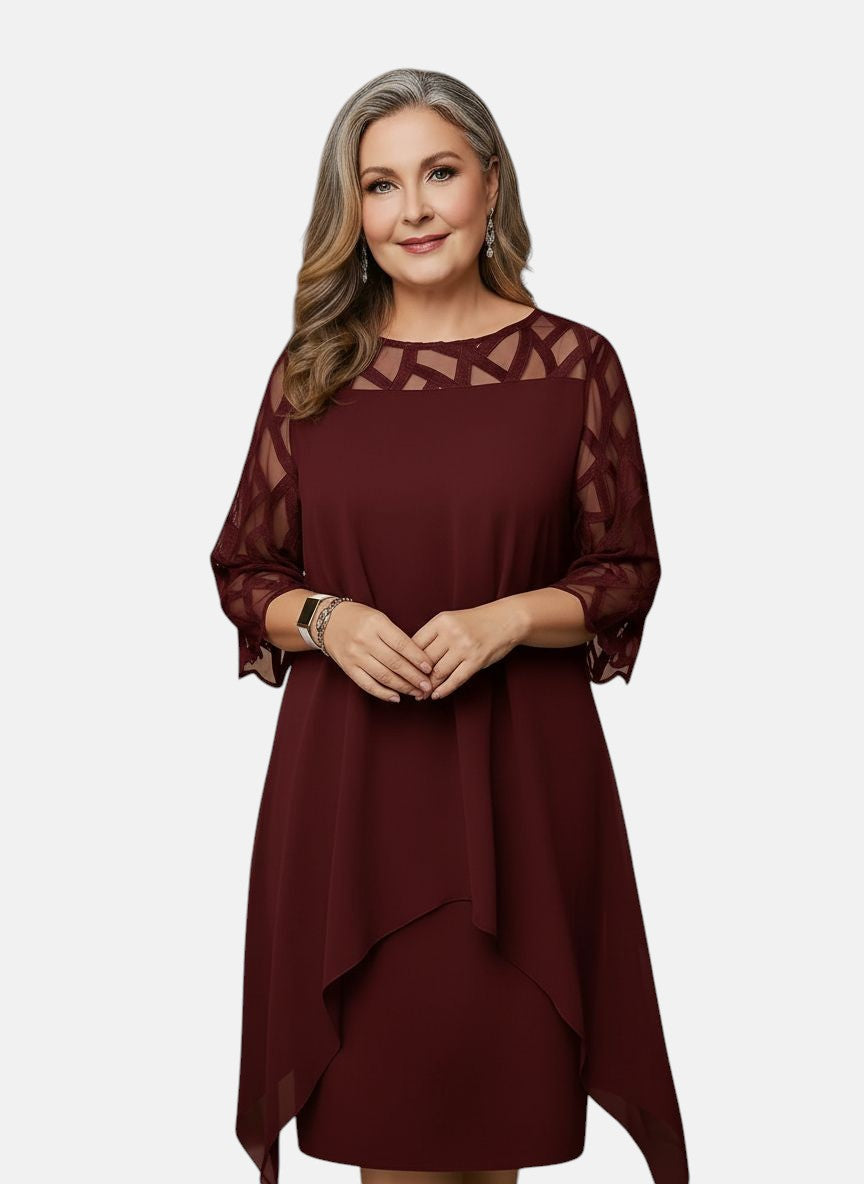 Women's soft-touch midi dress with flattering waist, available in sizes L to 6XL
