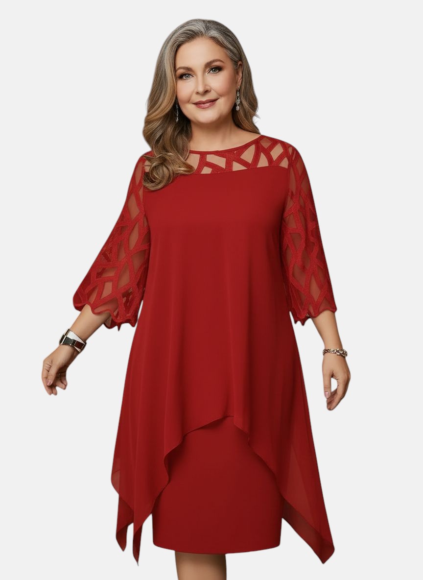 Women's soft-touch midi dress with flattering waist, available in sizes L to 6XL