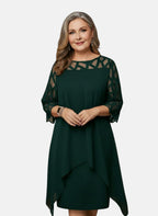Women's soft-touch midi dress with flattering waist, available in sizes L to 6XL