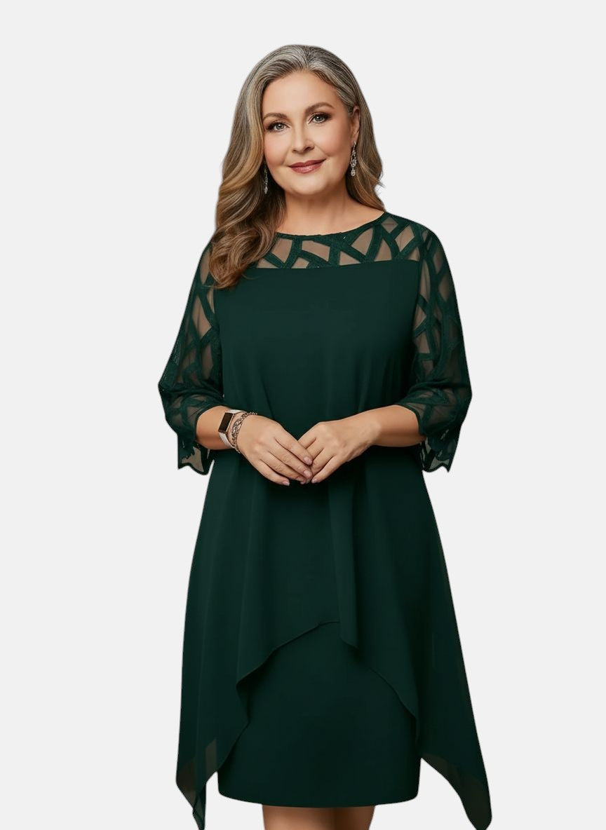 Women's soft-touch midi dress with flattering waist, available in sizes L to 6XL