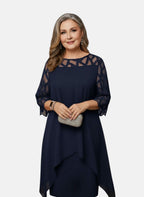 Women's soft-touch midi dress with flattering waist, available in sizes L to 6XL