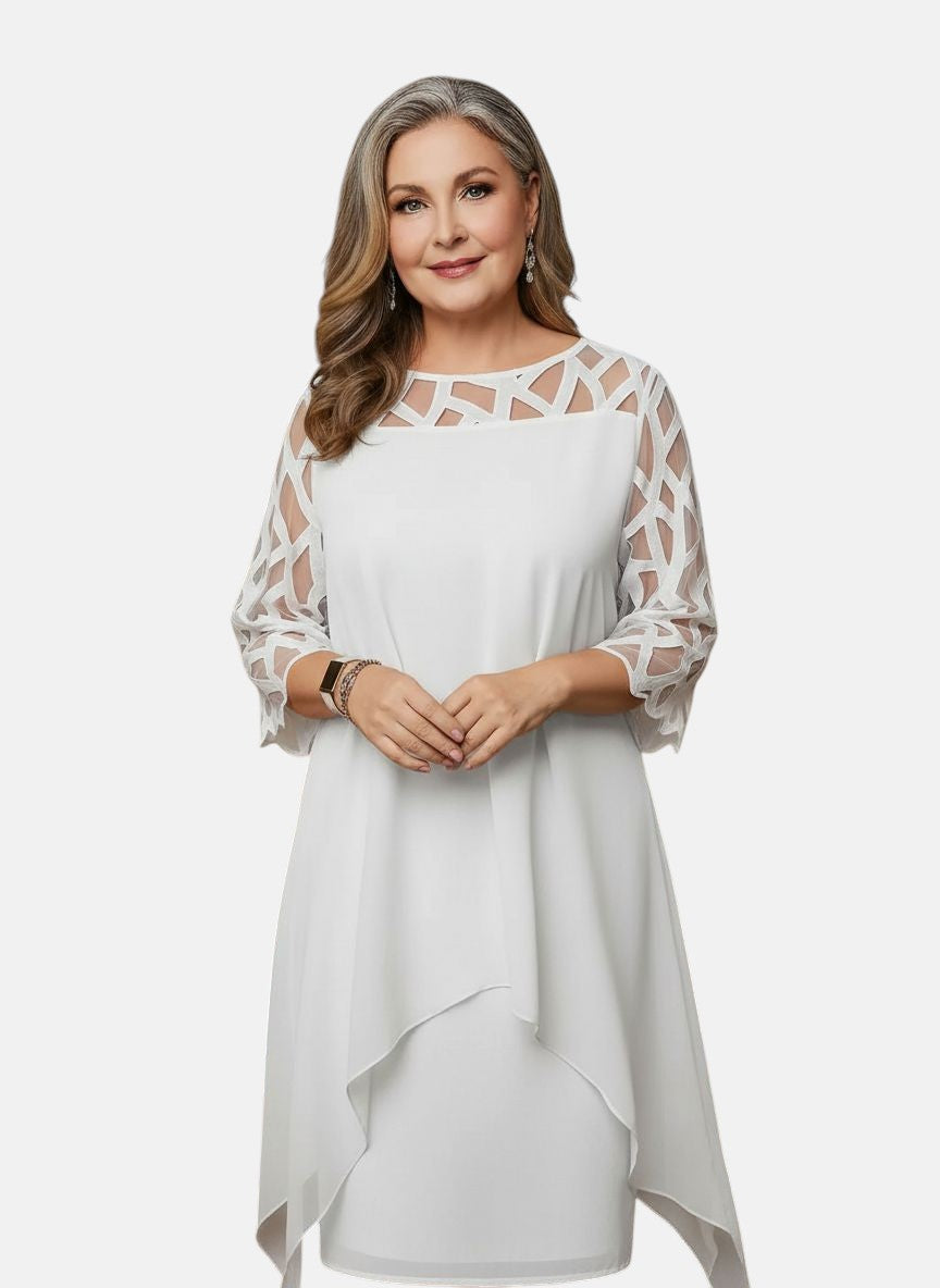 Women's soft-touch midi dress with flattering waist, available in sizes L to 6XL
