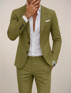 Men's spring suit slim fit lightweight, formal wedding suit in green beige blue