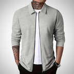Men slim fit zip cardigan lightweight grey urban style