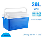 30L blue portable insulated camping cooler box with sturdy carry handle