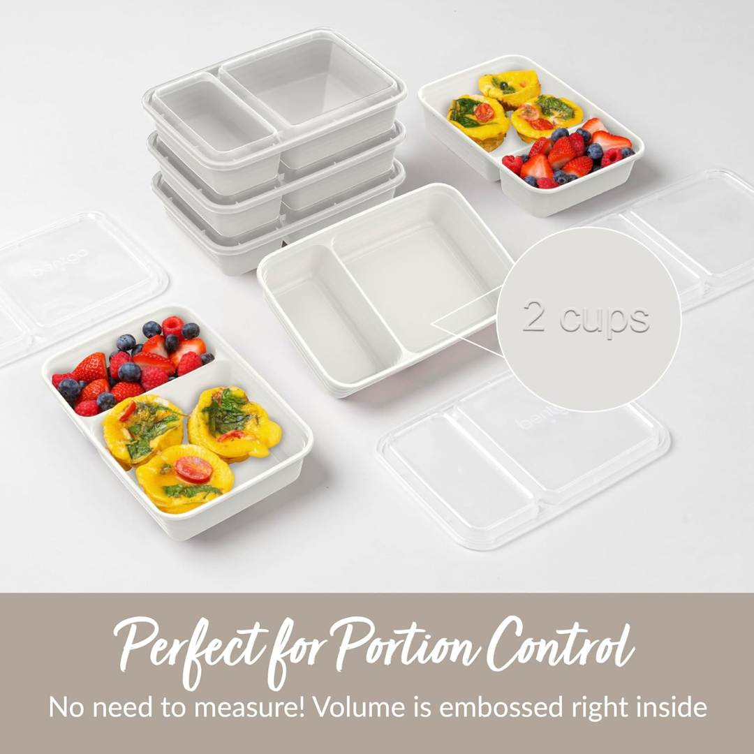 Food storage containers 20-piece set with 2 compartments, BPA-free reusable meal prep