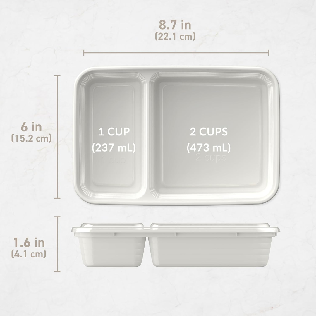 Food storage containers 20-piece set with 2 compartments, BPA-free reusable meal prep