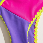 Women 3 Piece Bikini Set Color Block Sporty Zigzag Trim | Faye