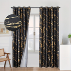 2 Pack Blackout Curtains Gold Foil Marble Grommet Top for Bedroom Living Room