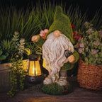 Solar garden gnomes outdoor decor warm white glow weather-resistant resin