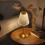 Crystal table lamp cordless touch control rechargeable LED with acrylic shade