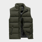 Men's quilted vest sleeveless body warmer with zip pockets and stand collar
