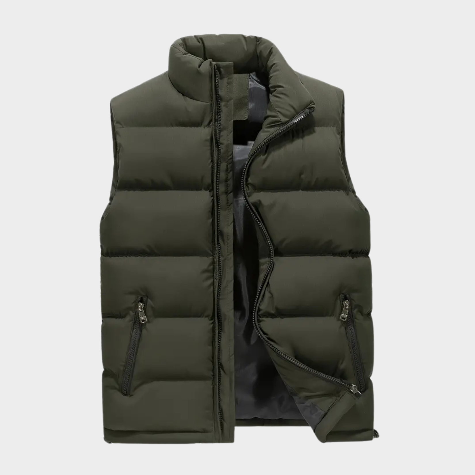Men's quilted vest sleeveless body warmer with zip pockets and stand collar