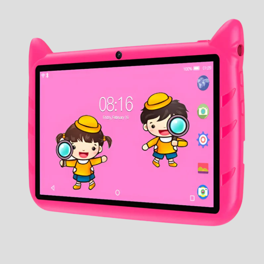 Kids' tablet 7 inch with 5G WiFi, 4GB RAM and 64GB storage in pink and blue