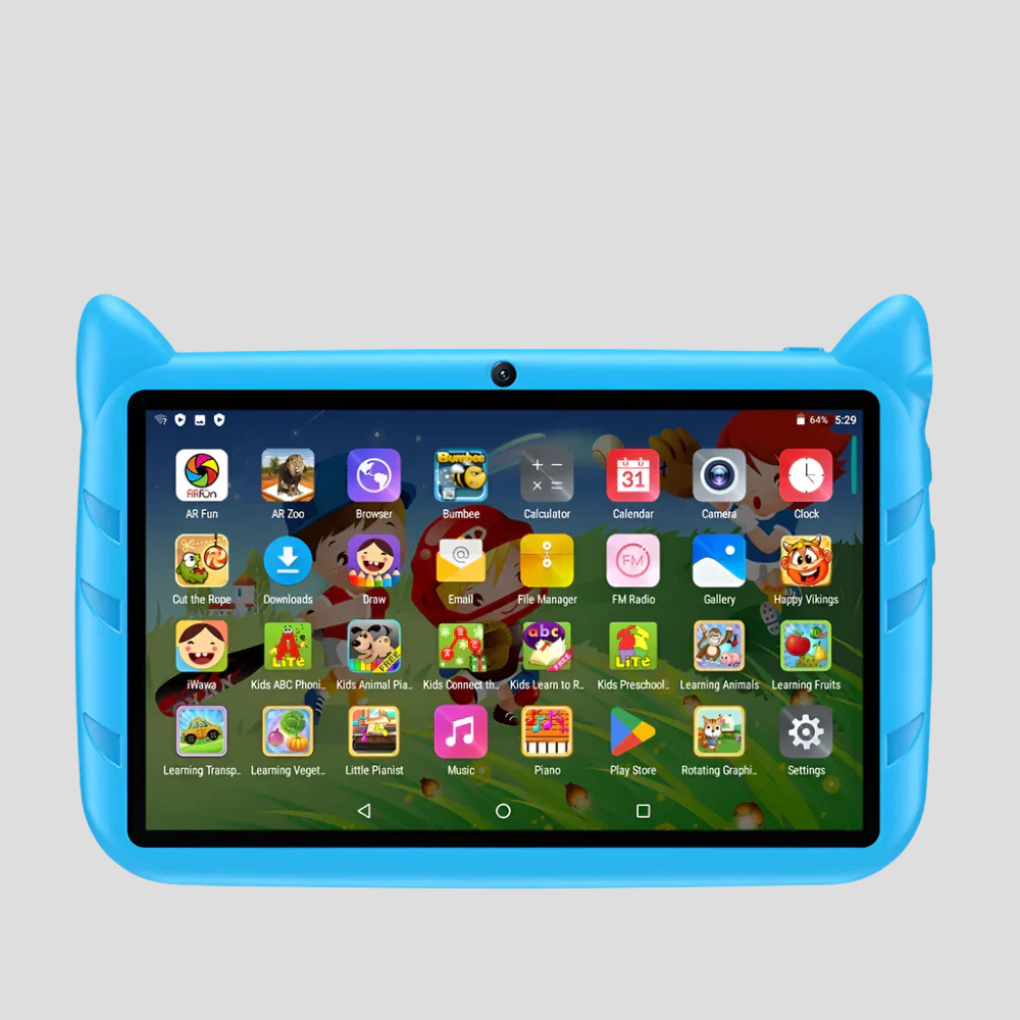 Kids' tablet 7 inch with 5G WiFi, 4GB RAM and 64GB storage in pink and blue