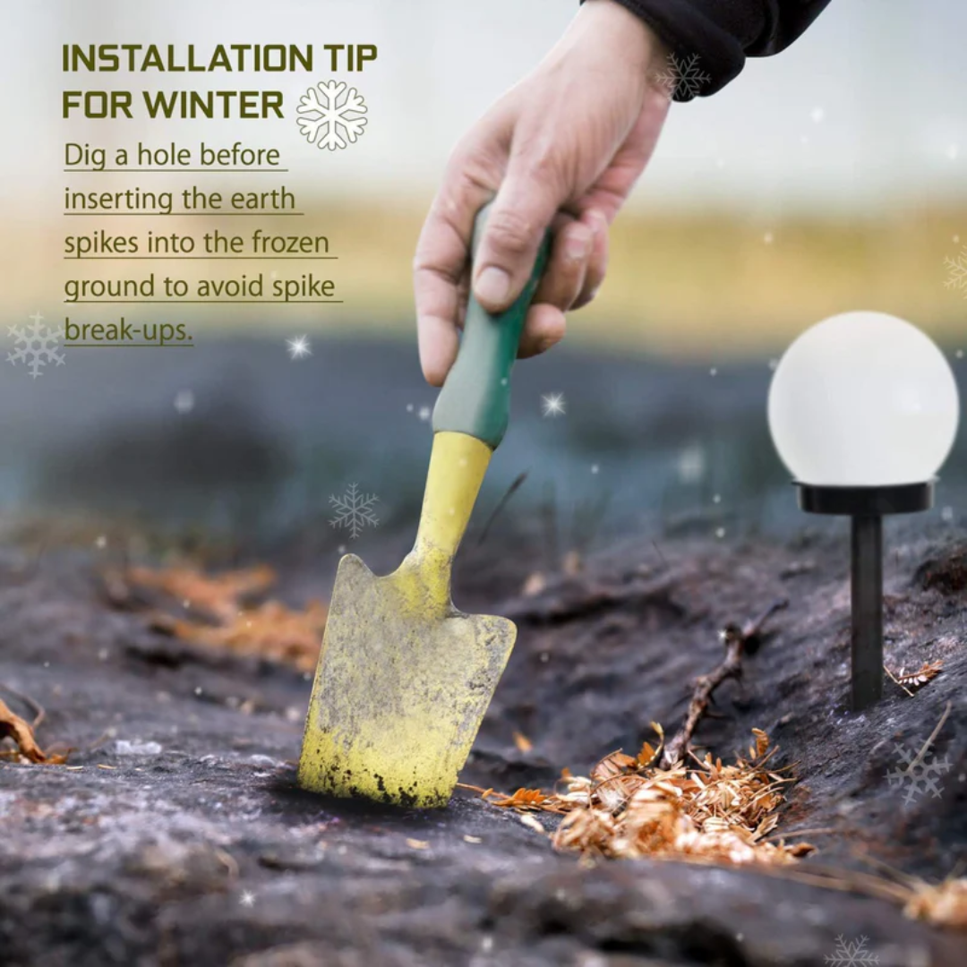 Solar garden lights 3-pack LED orbs waterproof cool white outdoor stake lights
