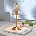 Crystal table lamp cordless touch control rechargeable LED with acrylic shade