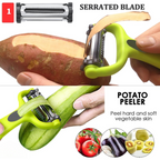 3-in-1 vegetable peeler with julienne slicer and ergonomic handle for kitchen food prep