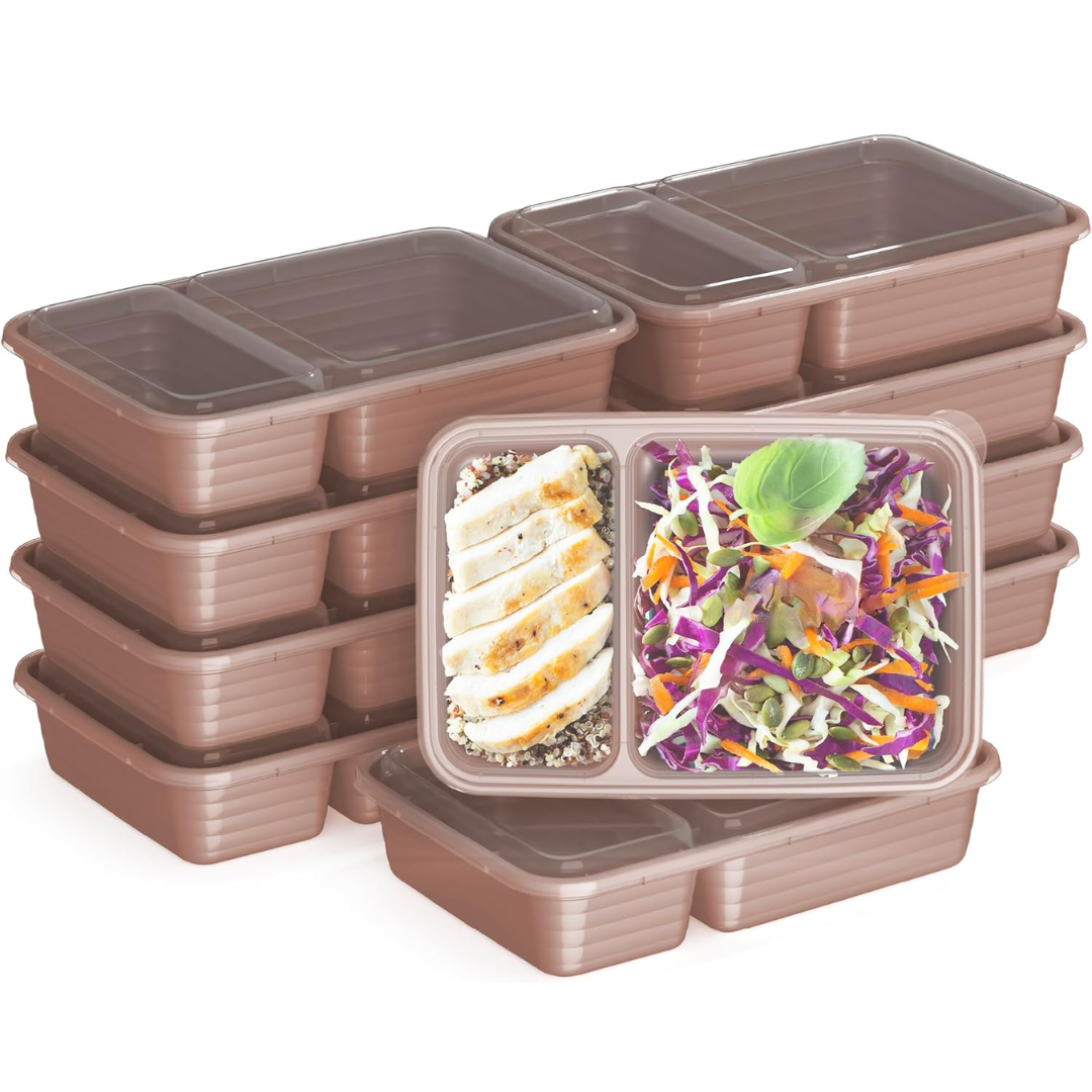 Food storage containers 20-piece set with 2 compartments, BPA-free reusable meal prep