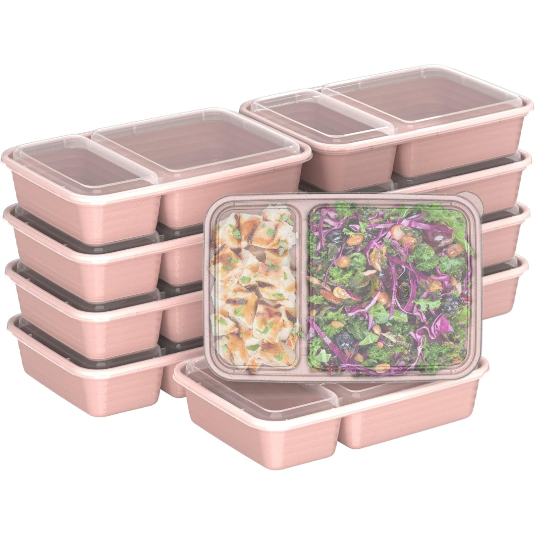 Food storage containers 20-piece set with 2 compartments, BPA-free reusable meal prep