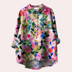 Women floral print blouse long sleeve V-neck regular fit