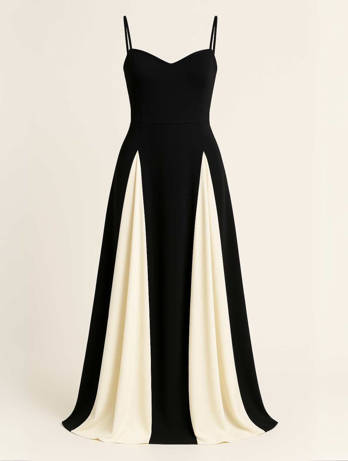 Women contrast panel maxi dress floor length black formal gown