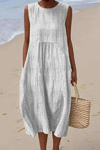 Sleeveless embroidered dress women's flowy summer fit multiple colours