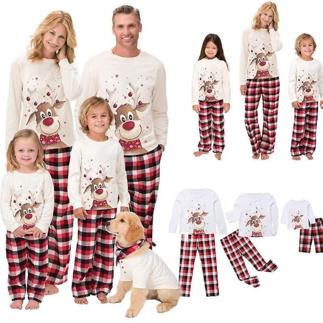 Christmas Pajamas Matching Family Set Cotton Women Men Kids 2 Piece