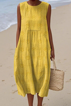 Sleeveless embroidered dress women's flowy summer fit multiple colours